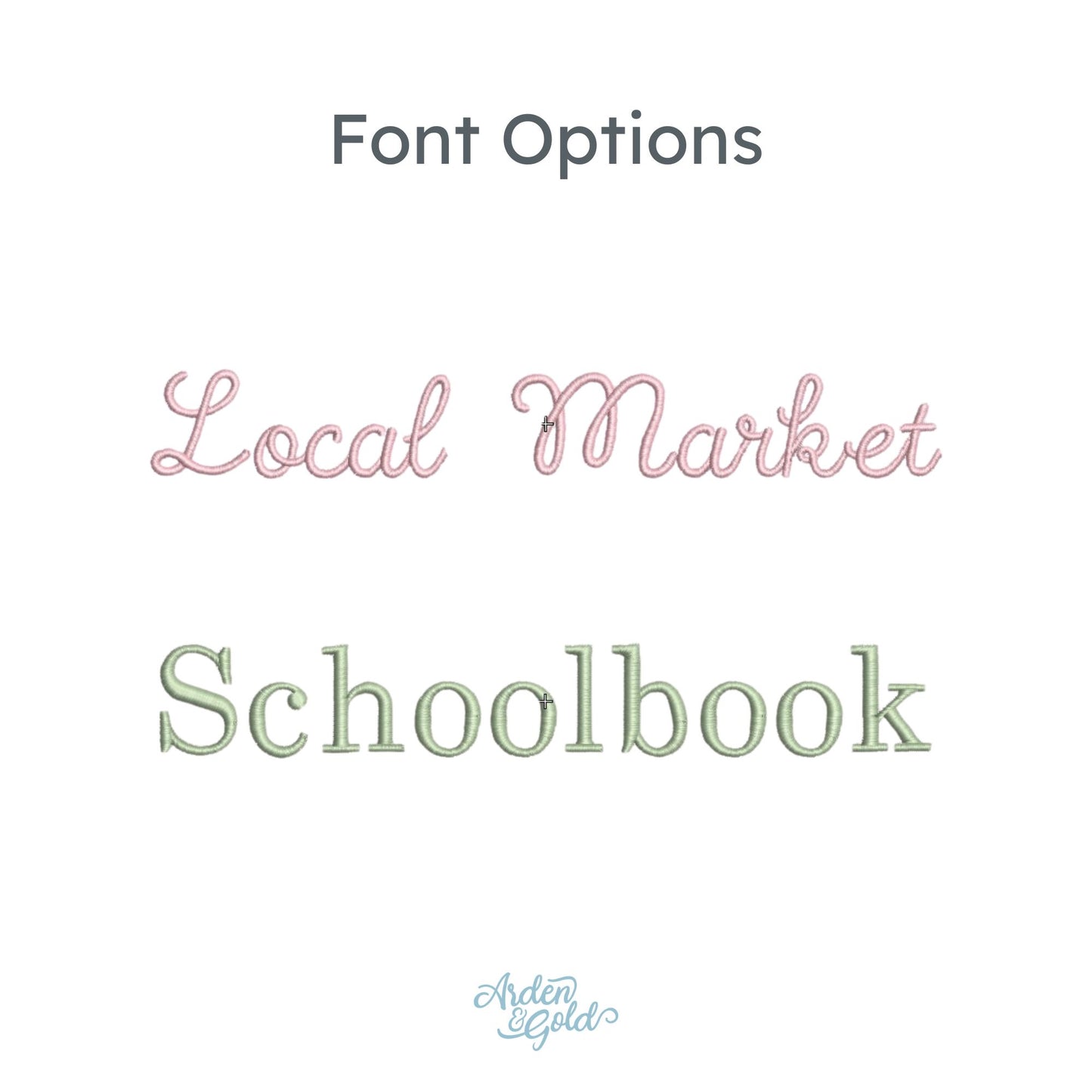 Comparison of 'Local Market' and 'Schoolbook' fonts on a white