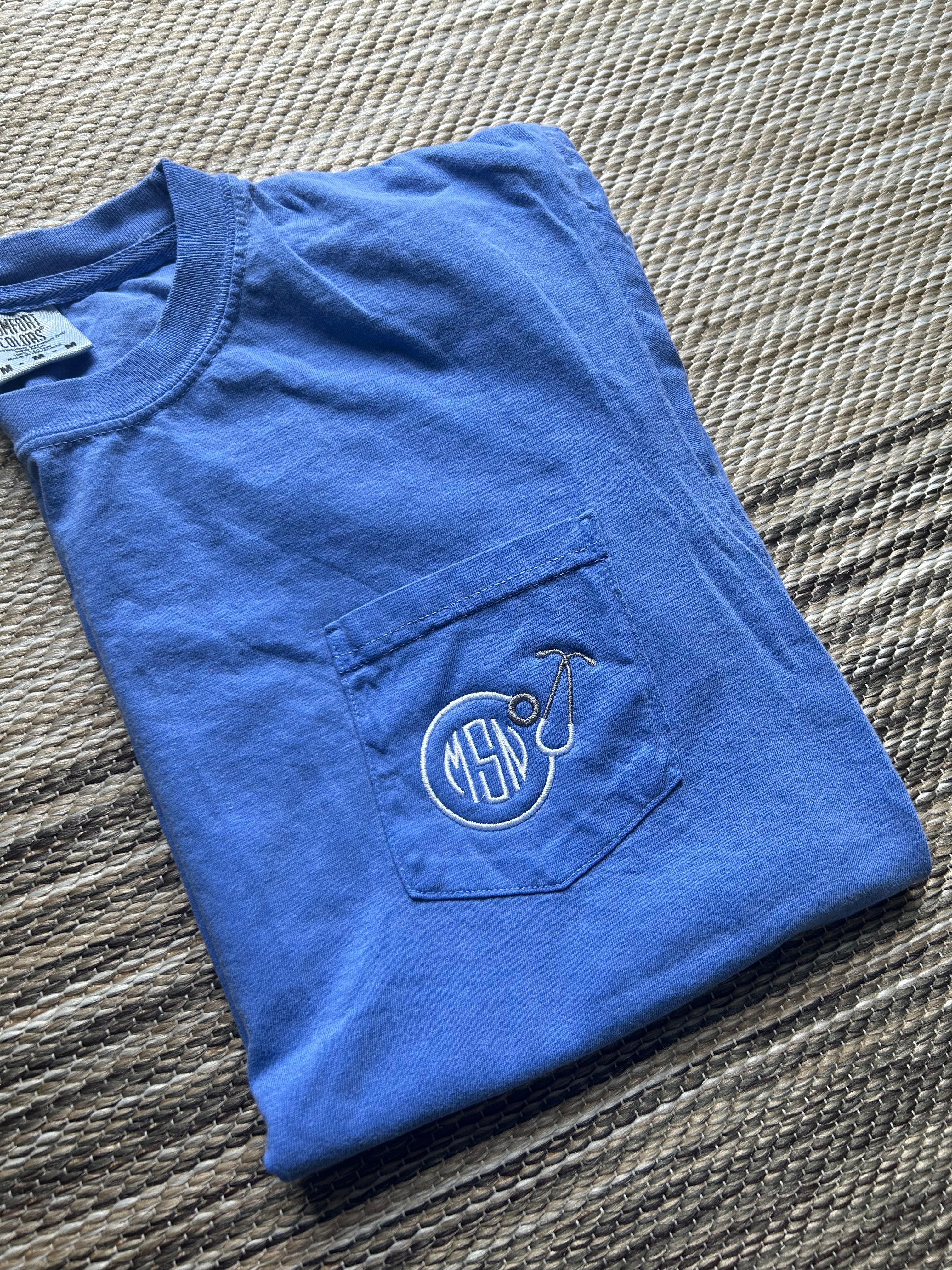 Monogrammed, Comfort Colors Pocket T-shirt