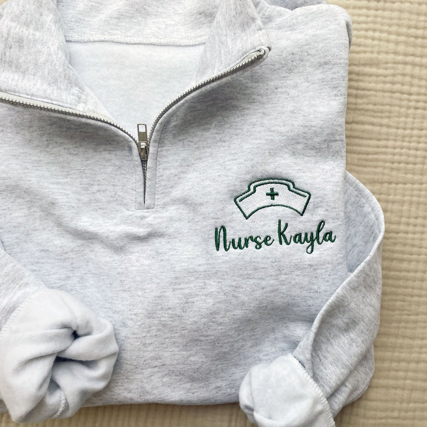 Custom School Nurse Jessie Quarter Zip Sweatshirt