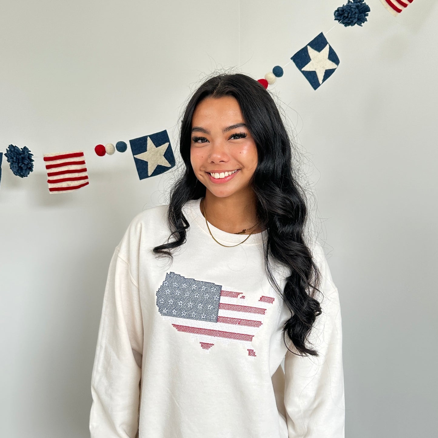 USA Embroidered 'Cross Stitch' Unisex Sweatshirt