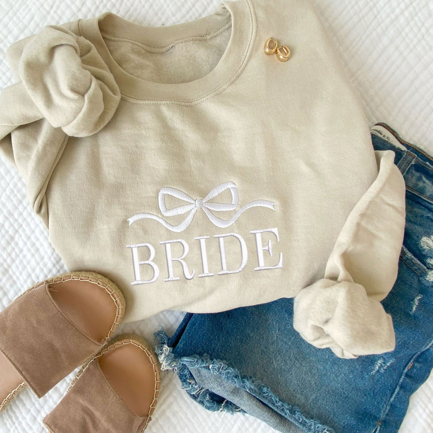 Custom Bow Embroidered Gemma Crewneck Sweatshirt