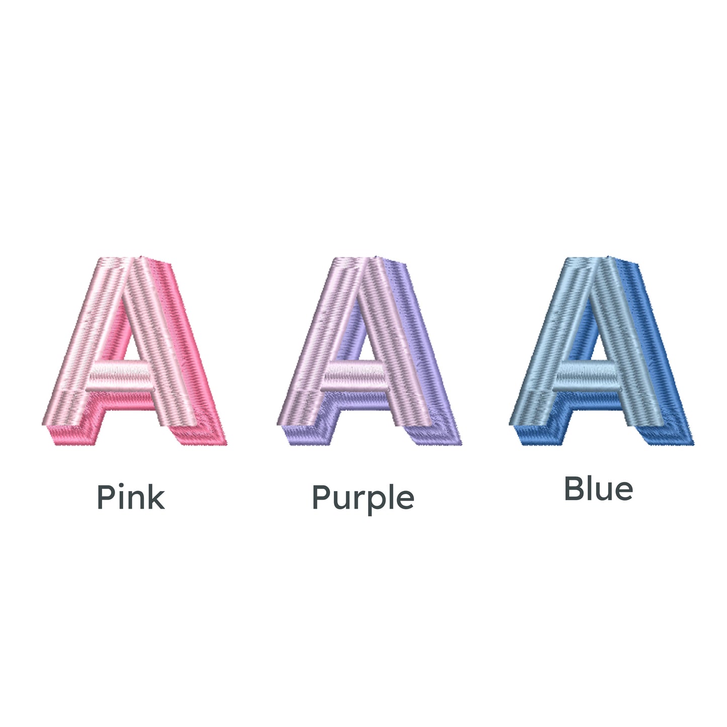 Shadow block letter A in Pink, Purple, and Blue