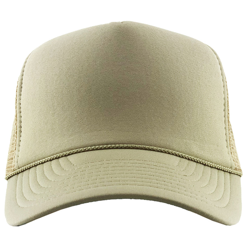 khaki trucker hat