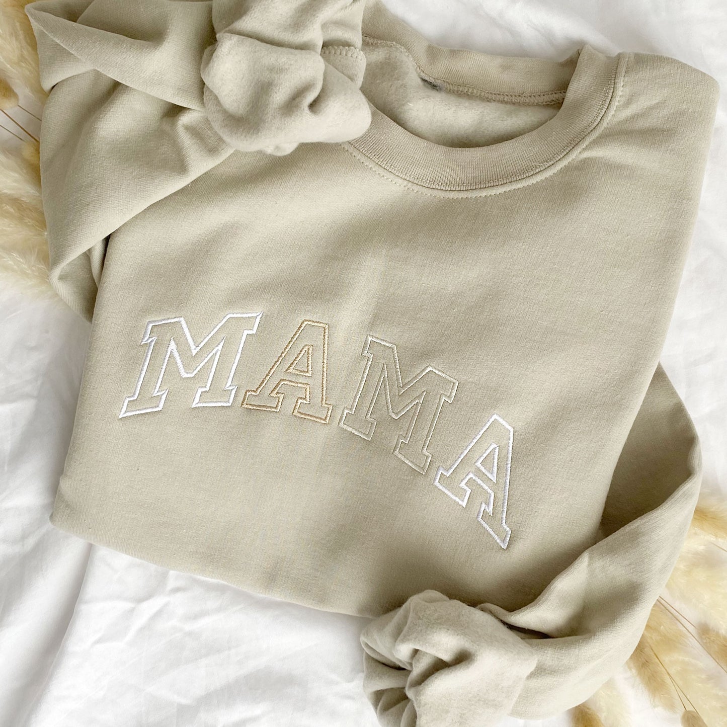 Neutral Embroidered MAMA Crewneck Sweatshirt
