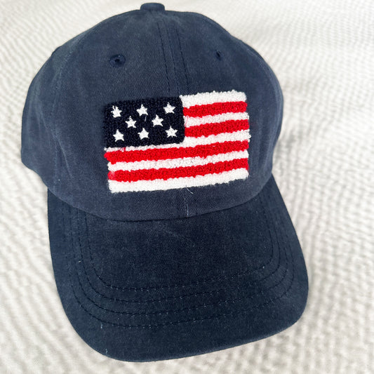 navy blue usa chenille flag patch