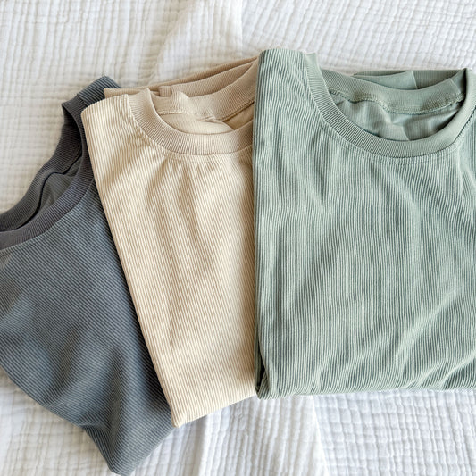 blue, oat, and sage corduroy crews