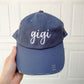 scotland blue distressed baseball hat with custom gigi embroidered design