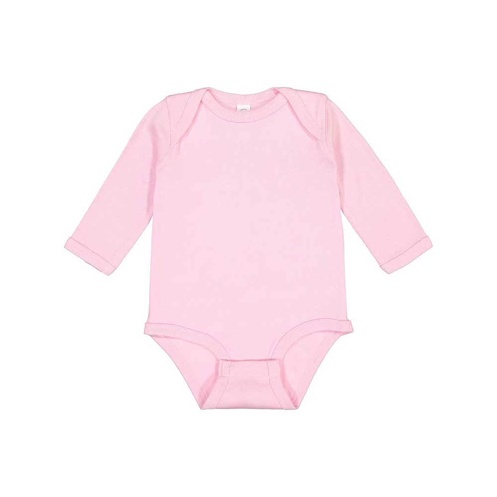 pink long sleeve infant bodysuit