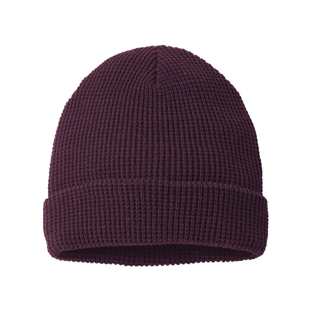 burgundy waffle knit beanie