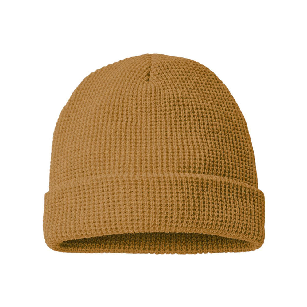 camel waffle knit beanie