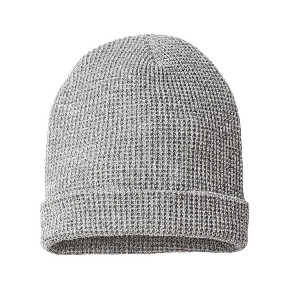 heather gray waffle knit beanie