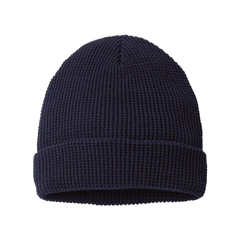 navy waffle knit beanie