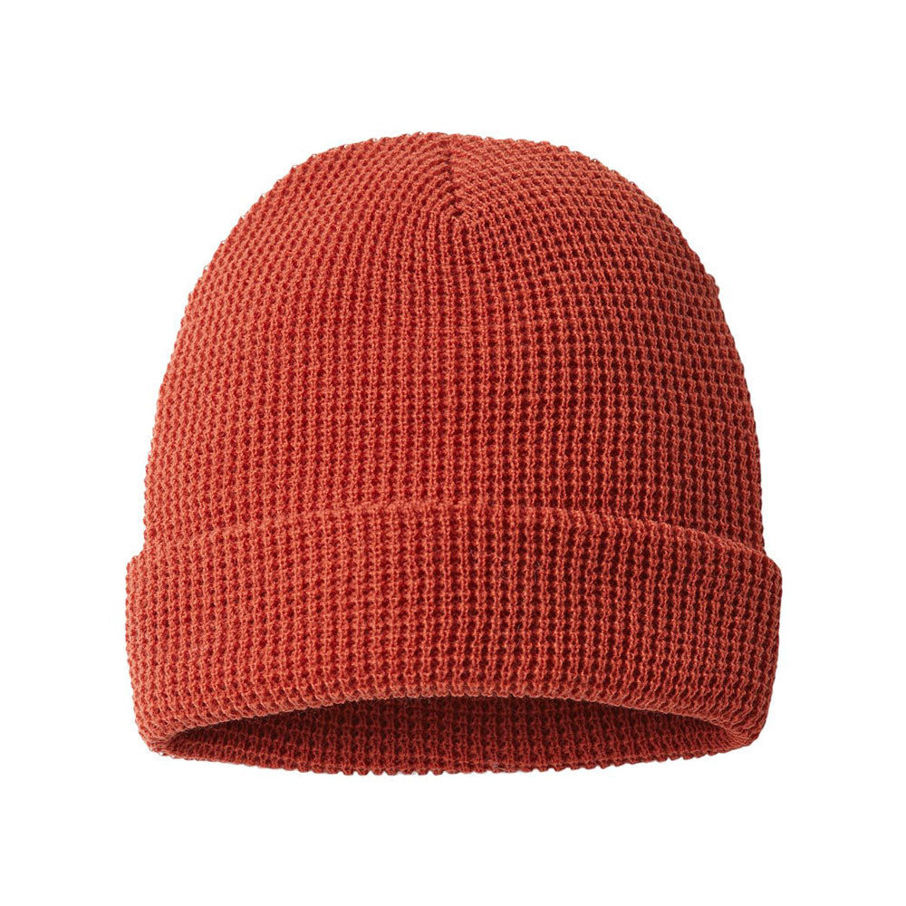 rust waffle knit beanie