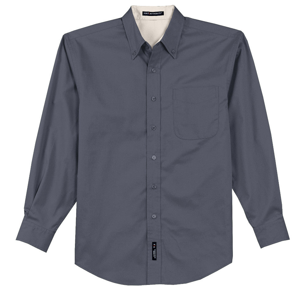 gray button down