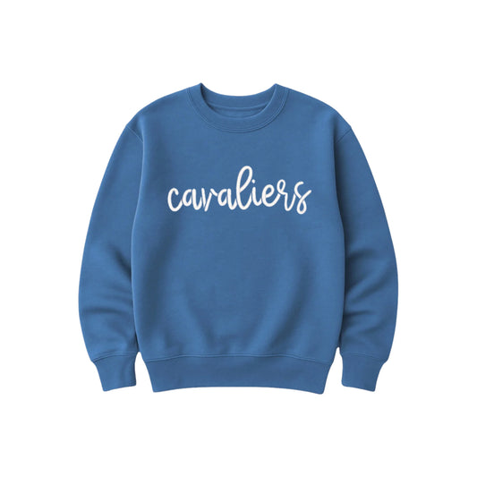 Youth Oversized Crew with Cavaliers Puff Script Embroidery | SJS EPS1