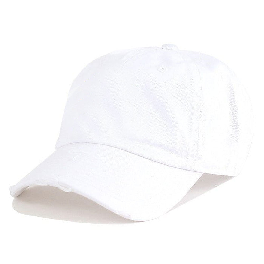 white distressed hat