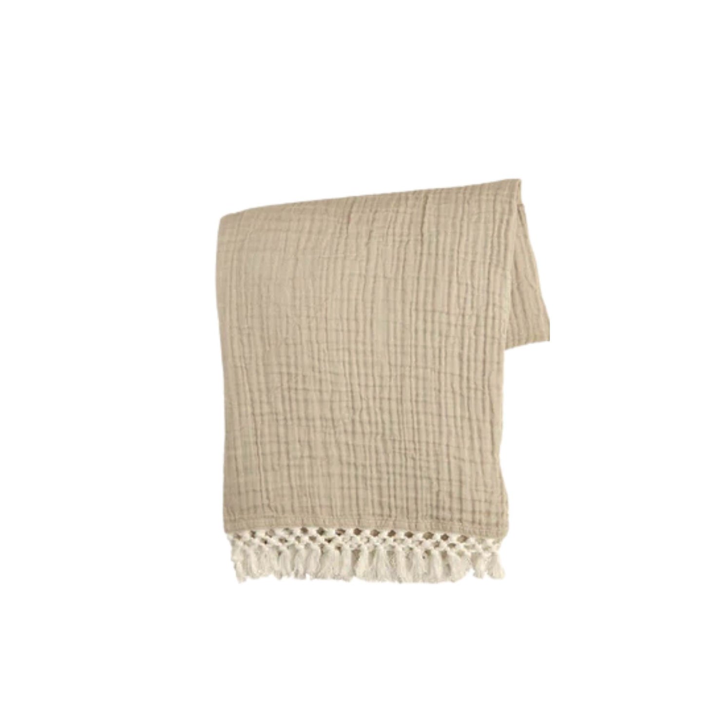 Embroidered Newborn Muslin Blanket with Decorative Trim