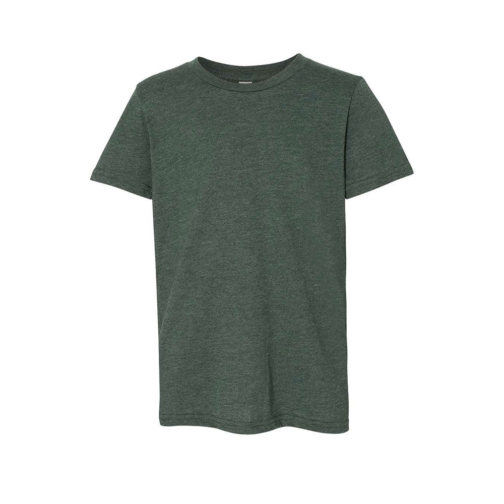 heather forest bella and canvas youth tee