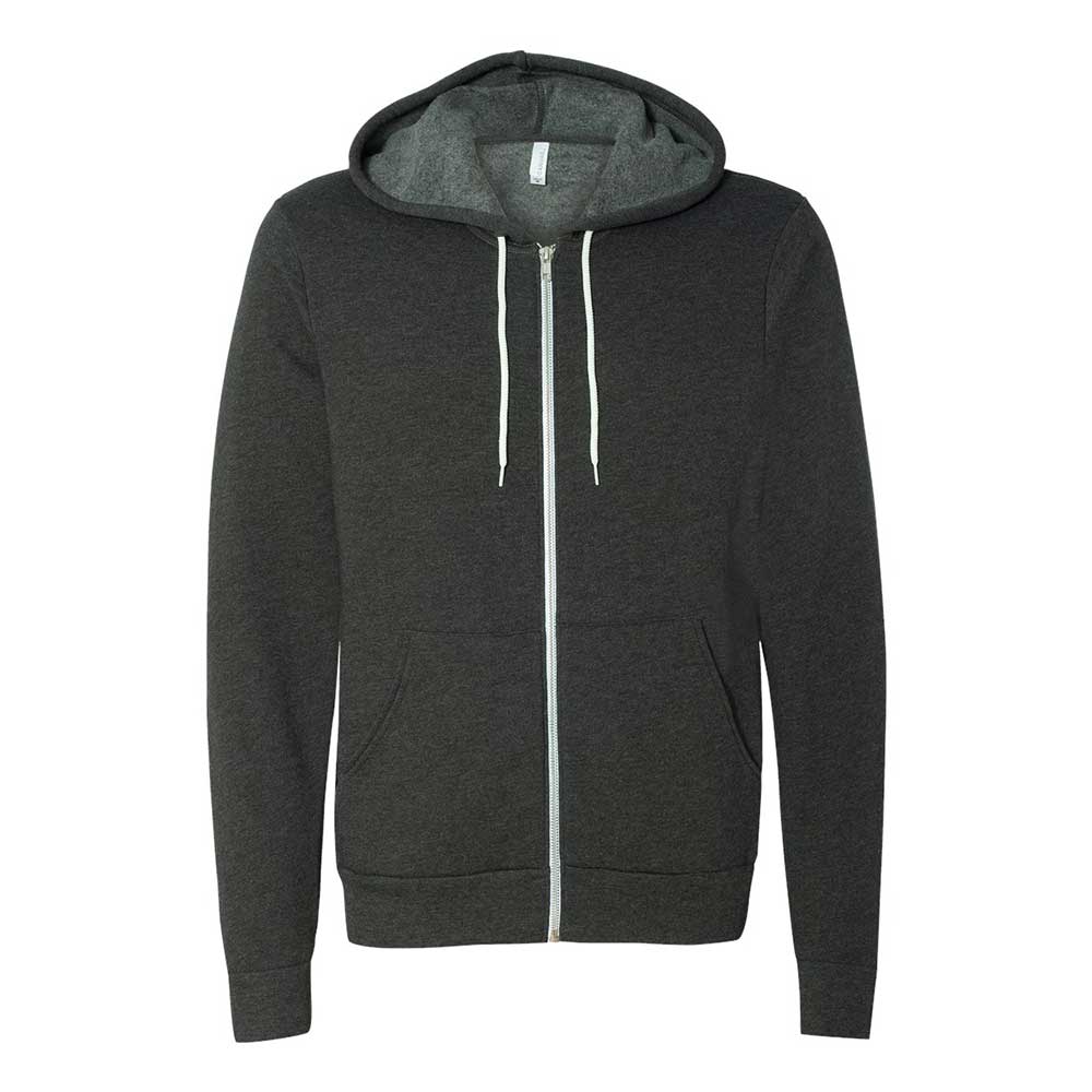 dark gray heather bella and canvas full zip jacket