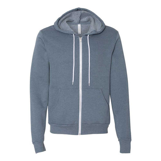 heather slate bella and canvas full zip hooded jacket