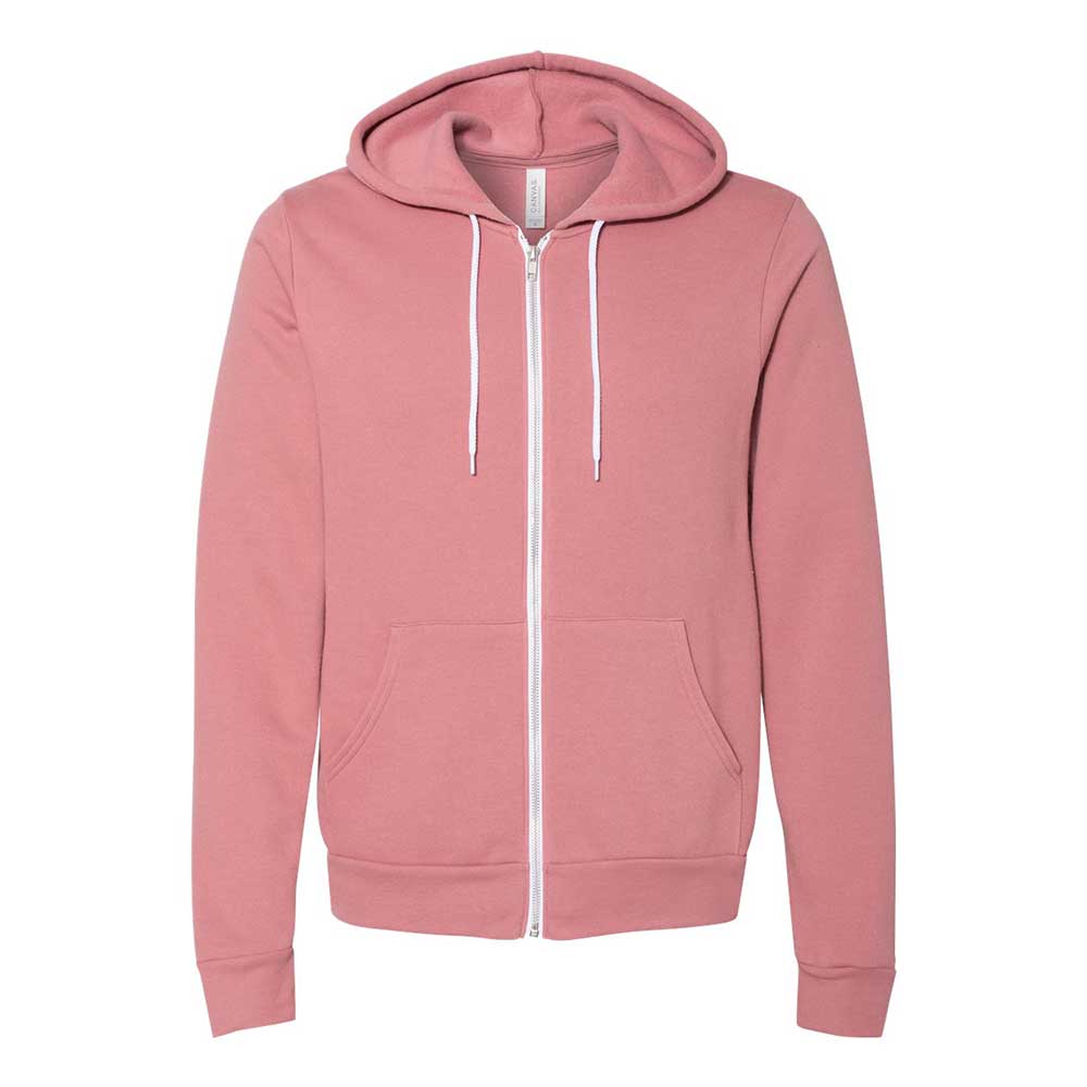 mauve bella and canvas full zip jacket