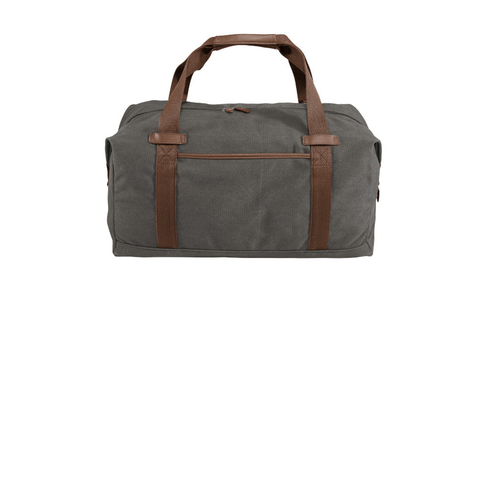 gray duffle