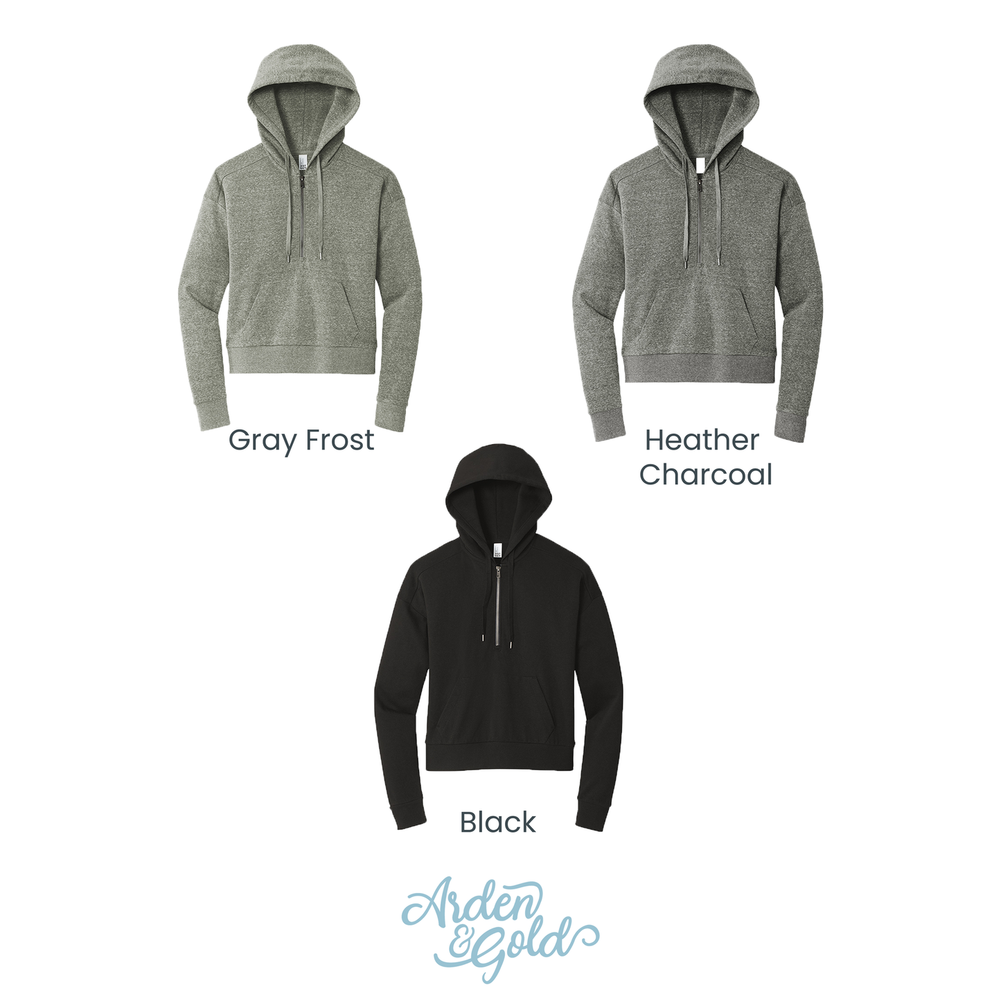 Customizable Ladies Tri-Fleece Hooded Pullover for Teachers with Rainbow Design