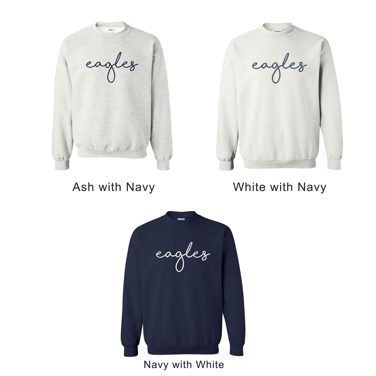 Blessed Sacrament Eagles Shorelines Script Embroidered Crewneck Sweatshirt