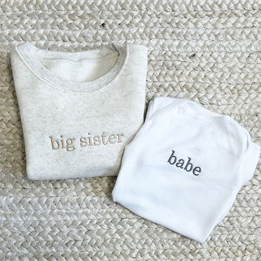 Minimal Sibling Sweatshirt with Custom Embroidery