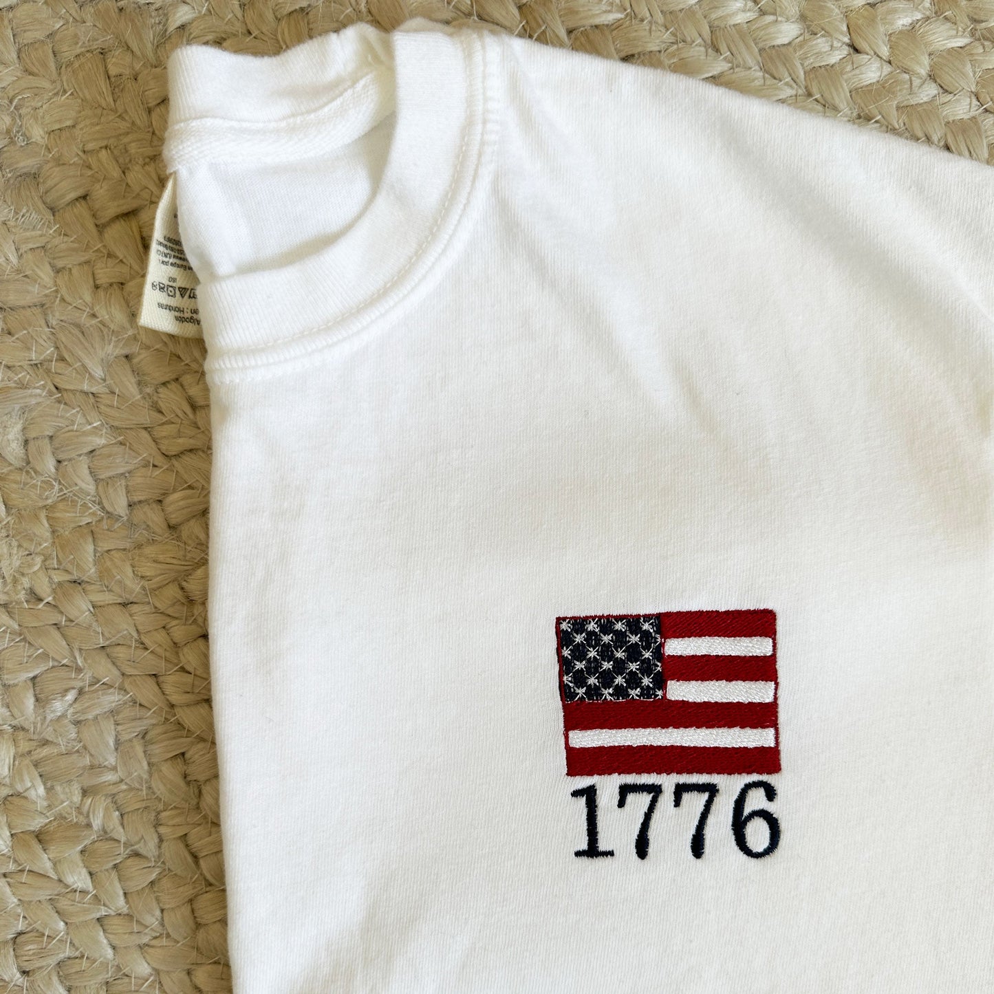 1776 American Flag Embroidered T-Shirt