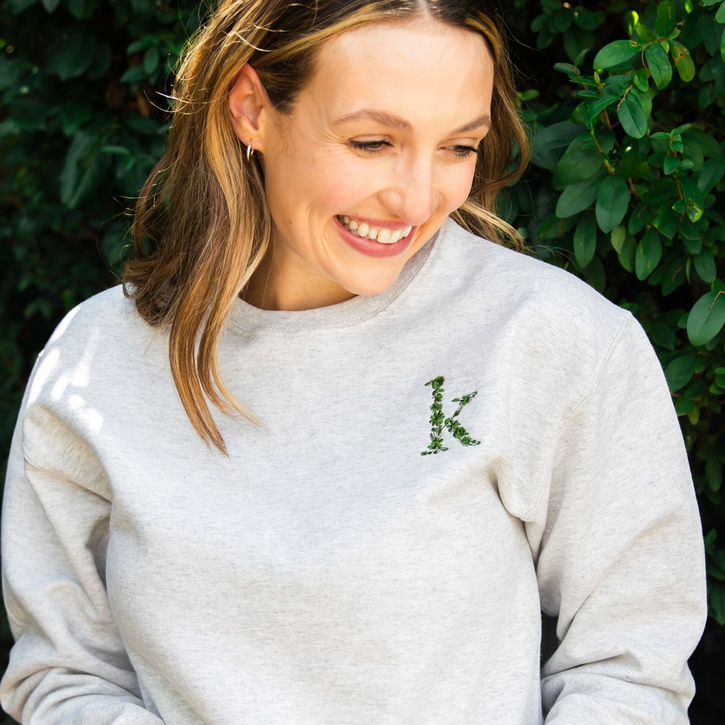 Floral Initial Embroidered Gemma Crewneck Sweatshirt