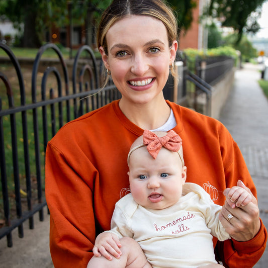 Embroidered Homemade Rolls Long Sleeve Baby Bodysuit