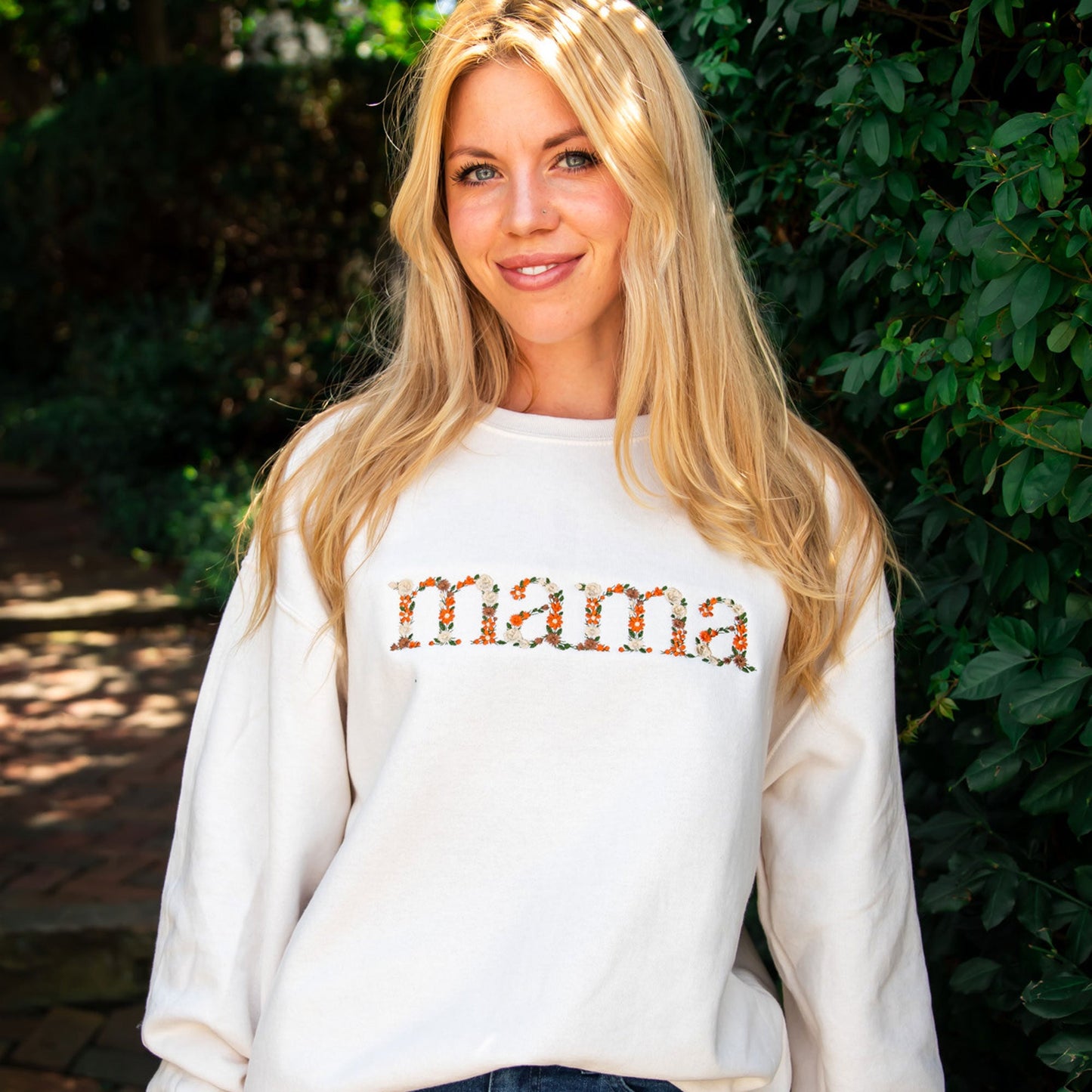 Fall Floral Mama Embroidered Gemma Crewneck Sweatshirt