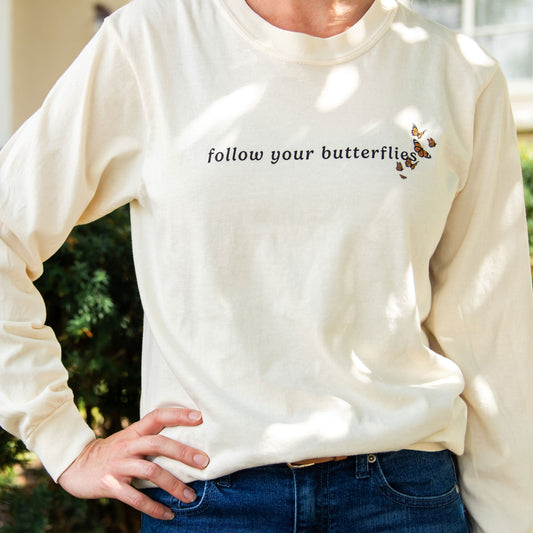 Follow Your Butterflies Long Sleeved Comfort Colors Tee