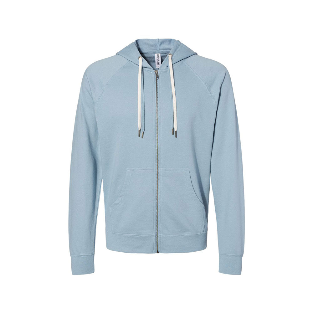 misty blue double string full zip jacket