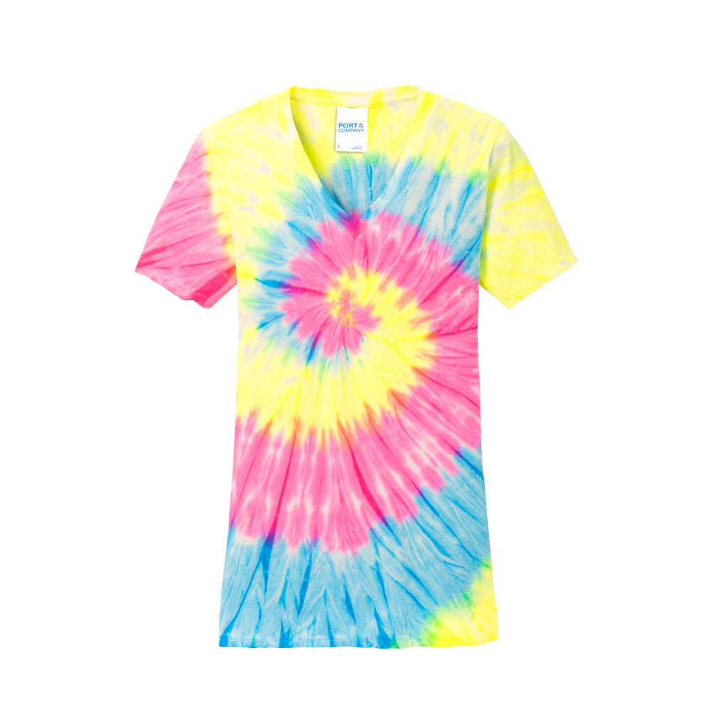 neon spiral tie dye tee