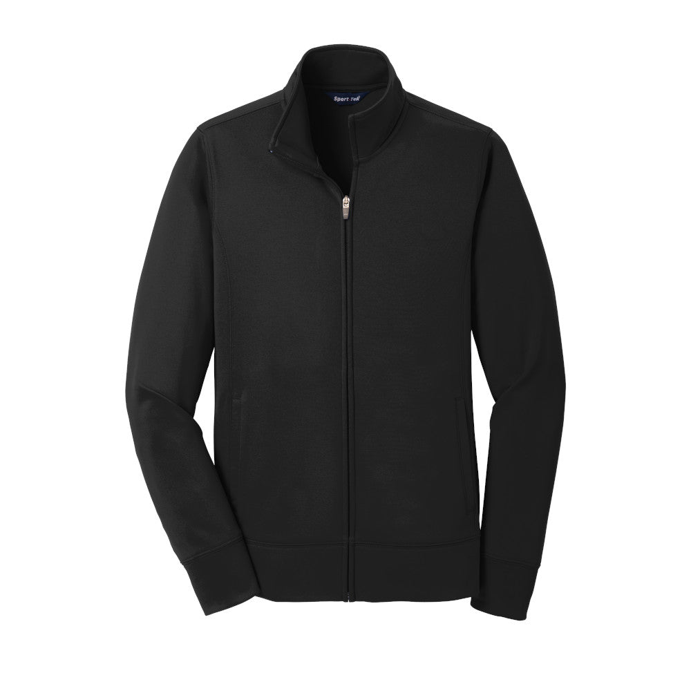 black polyester full zip jacket