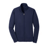 navy blue polyester full zip jacket 