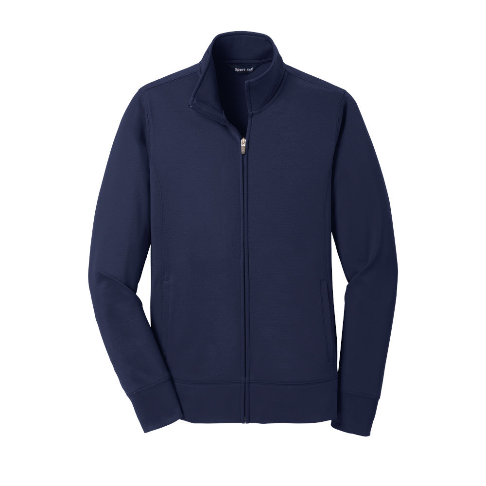 navy blue polyester full zip jacket