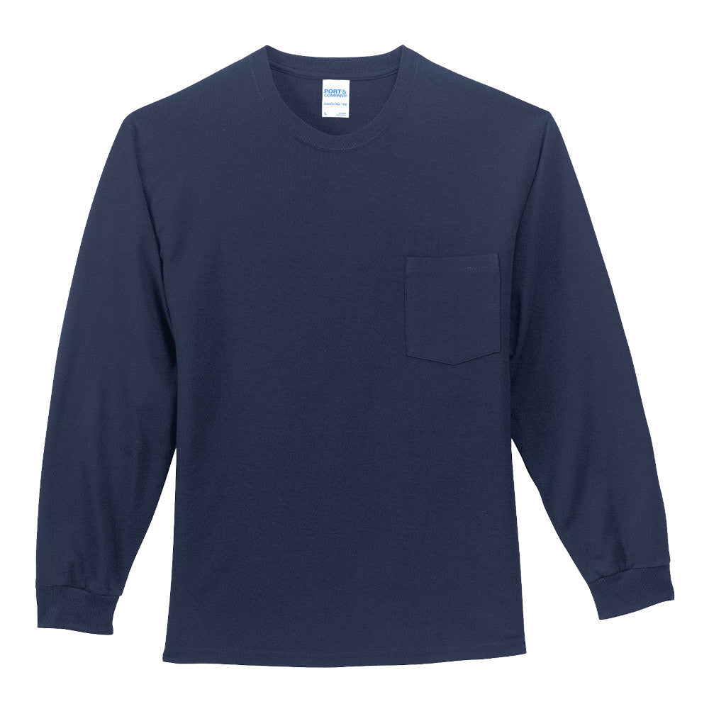 navy long sleeved pocket tee
