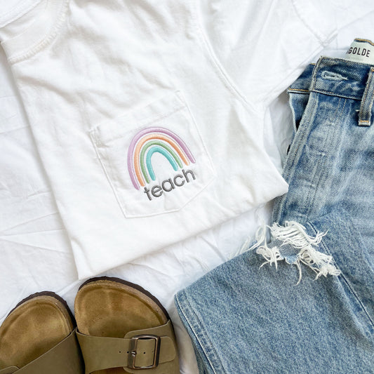 Rainbow Teach Pocket Tee