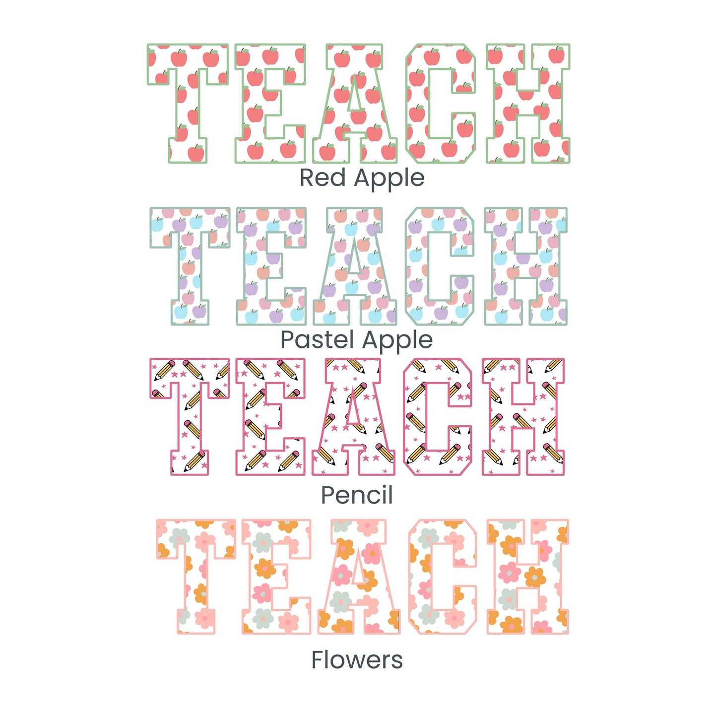 Comfort Tee | TEACH | Pattern Fill Letters