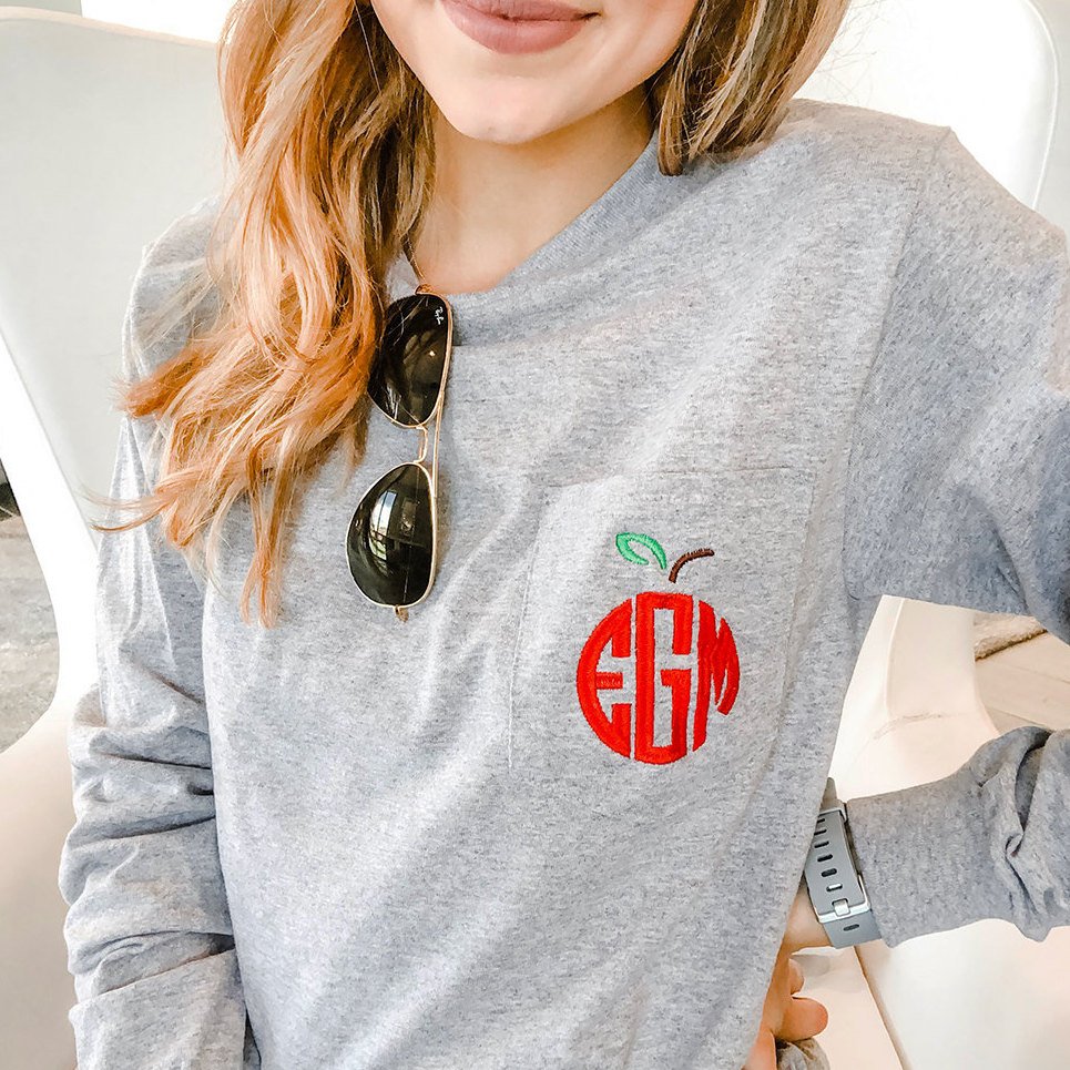 Apple Monogram Long Sleeve T Shirt