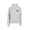 athletic heather quarter zip with our lady of victory cheer pom pom embroidered design on the left chest