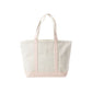 Natural tote bag with powder pink trim on a white background