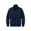 Navy blue half-zip sweatshirt on a white background