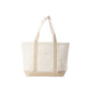 Natural tote bag with safari trim on a white background