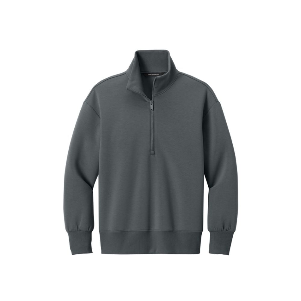 storm gray half-zip sweatshirt on a white background