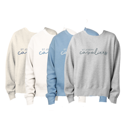 Ladies St. Joseph Cavaliers Script Embroidered Boxy Pullover | SJSE6
