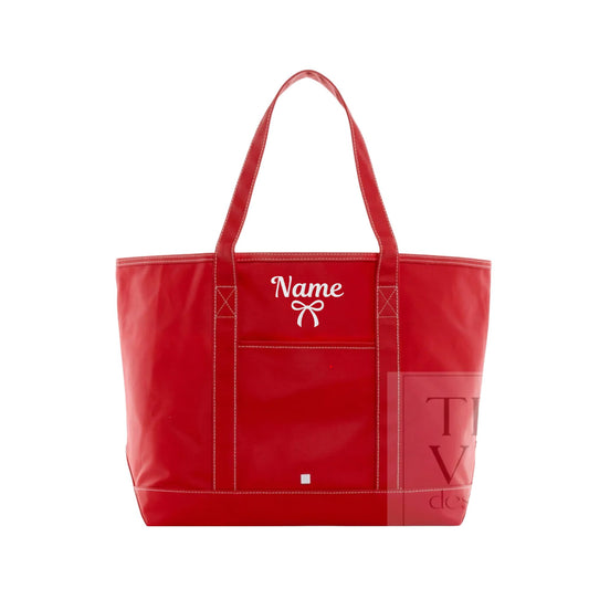 Custom St. Jude Bow Coated Canvas Maxi Tote | EMB SJ CUSTOM | St. Jude School
